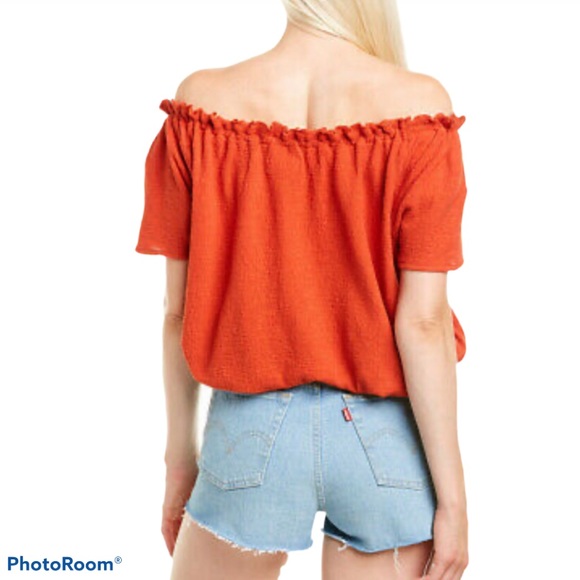 Madewell Burnt Orange Off the Shoulder Cotton Top - Picture 3 of 9